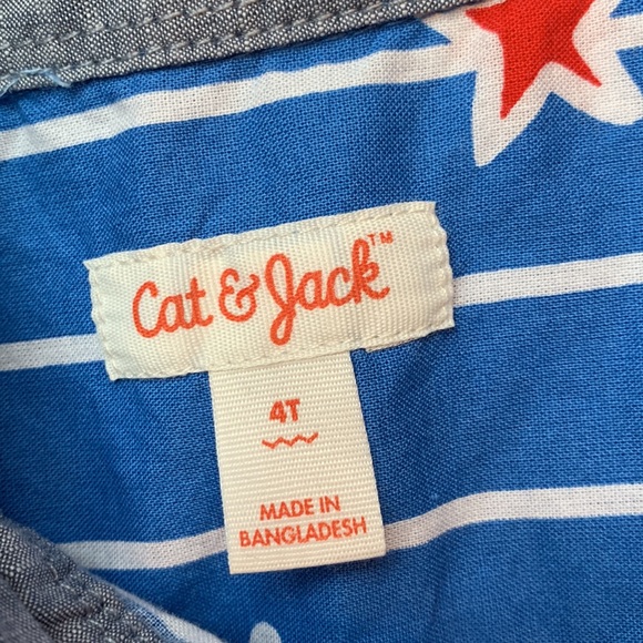 3/$20,  Cat & Jack, Blue button down shirt with pocket, 4T - Picture 4 of 5